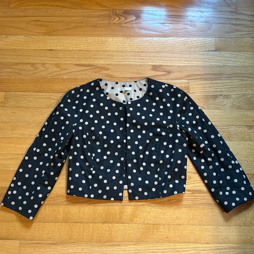Paule Ka cropped jacket, black with taupe dots - size 2